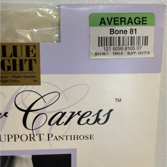Sheer Caress Extra Support Pantyhose Sandalfoot Sz Average Color Bone Hosiery - Picture 4 of 10